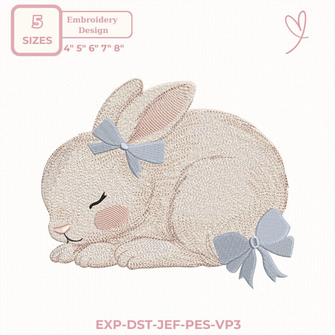 Rustic Rabbit Machine Embroidery File, Farmhouse Bunny Embroidery ...