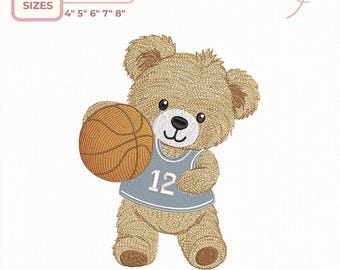 Baby boy bear Design – Cute Basketball Bear with Jersey, Machine Embroidery Pattern for Baby Boys & Toddlers