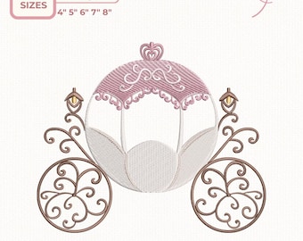 Princess Carriage Embroidery, Fairy Tale Pumpkin Coach Design, Instant Download dst,des, exp, jep, vp3
