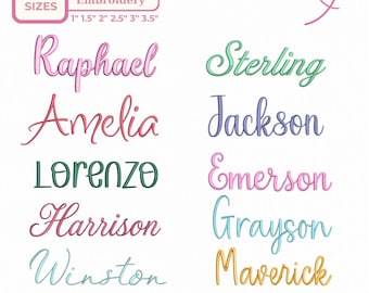 10 Script Embroidery Font Bundle,  Name Font for Baby, Cursive Lettering Digital Download, A-Z Alphabet, 6 Sizes, BX, 11 formats