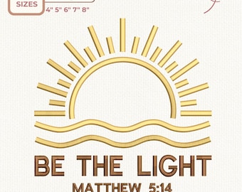 Be The Light Matthew 5:14 Embroidery Design, Christmas Lights Religious Digital Pattern, Bible Verse Holiday Design, Instant Download