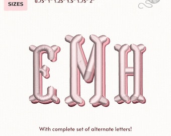 Fishtail-borduurmonogram familieontwerpen in 6 maten, directe download BX-lettertype | PES + 11 andere formaten voor borduurmachines