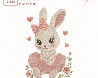 Hase Schleife, Stickdatei, süßes Häschen Stickdatei