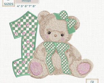 Teddy Bear embroidery designs, Bear with lace embroidery design machine embroidery pattern, Baby  children , instant download