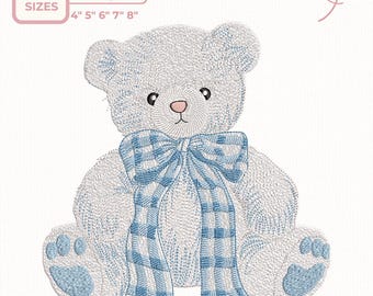 Teddy Bear Embroidery Design, Cute  Bear Machine File, 5 sizes, Instant Download