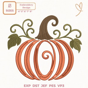 Thanksgiving Pumpkin Embroidery Designs, Fall Pumpkin Design Embroidery PES DST JEF