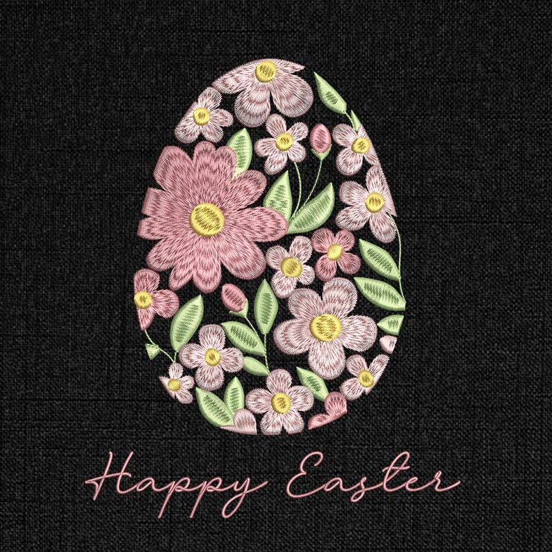 Easter Egg Embroidery Design – Floral Easter Egg Machine Embroidery ...