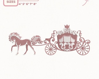 Princess Carriage Embroidery Design, Fairy Tale Machine File, Horse Carriage Embroidery, Princess Coach Machine Design