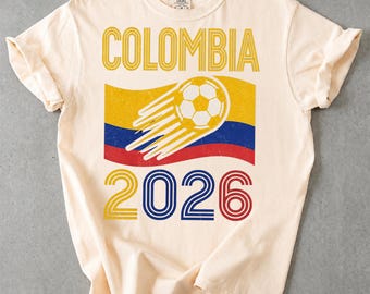 Colombia Football Shirt 2026, Vintage Colombia Soccer Tee, Patriotic Colombian Fan Apparel, Men's Women's Unisex Sporty Soccer Gift Idea