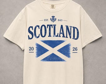 Comfort Colors Scotland Soccer Shirt 2026 Cup, Scottish Football Tee, Vintage Retro Scotland T-Shirt, Soccer Club Gift, Scotland Fan