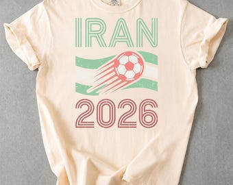Vintage Iran 2026 Football Tee, Retro Soccer Shirt for Iran Fans, Comfort Colors Persian T-Shirt, Soccer Gift for Men Women, Iran Pride
