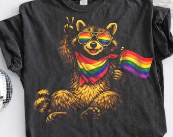 Comfort Colors® Raccoon Pride LGBT Shirt, Raccoon Pride Flag Shirt, Pride Shirt, Funny lgbt Shirt, Lgbtq Support, Equality Shirt, Gay Pride