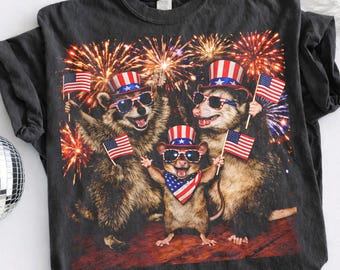 Comfort Colors® Funny 4th of July Shirt, Raccoon Opossum Rat 4th of July, Patriotic USA Meme Shirt, America 250 Tee, Vintage Animal Meme Tee