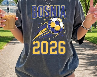 Bosnia 2026 Soccer Shirt, Vintage Bosnia Football Tee, Retro Bosnian Fan Jersey, Comfort Colors Graphic T-Shirt, Soccer Gift for Him Her