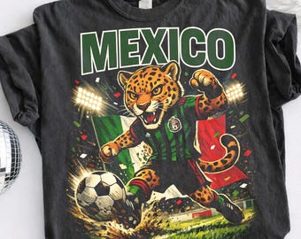 Comfort Colors® Mexican Soccer Fan Shirt,Leopard Football Graphic Tee,Patriotic Mexico,National Pride Apparel,International Soccer Fan Shirt
