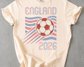 England 2026 Soccer T-Shirt, England Football Club Tee, World Cup Fan Apparel, Comfort Colors Vintage Graphic Tee, Gift for Soccer Fans