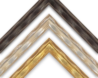 Marcos de fotos modernos, marcos colgantes de mesa con diseño de olas en oro, plata y negro, molduras de madera hechas a mano.