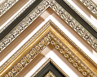 Marcos de fotos, 3,8 cm (1 1/2"), ornamentados, dorados, plateados, negros, victorianos, antiguos, con acabado envejecido, elegantes.