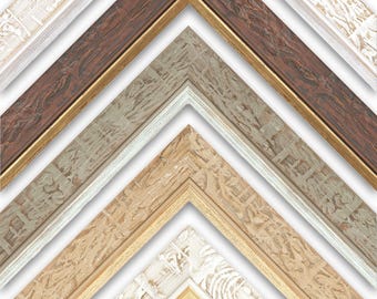 Marcos de fotos rústicos, marcos colgantes de mesa, madera envejecida hecha a mano con detalles en dorado, blanco, beige y gris.