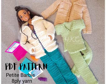 Patrón de tejido de conjunto médico HKC28 para muñecas de moda Petite