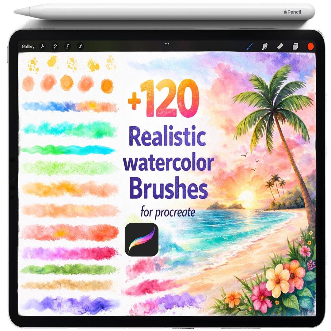 Watercolor Brushes for Procreate, Procreate Wet Watercolor Texture ...