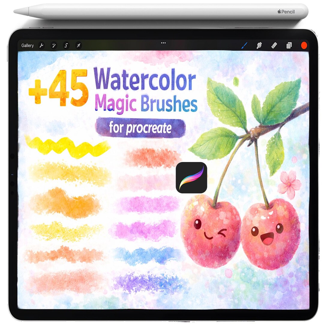 Watercolor Brushes for Procreate, Digital iPad Watercolor Brush Set ...