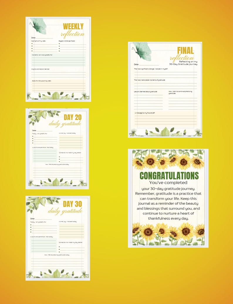 30 Days of Gratitude Journal – Printable Daily Reflection Workbook ...