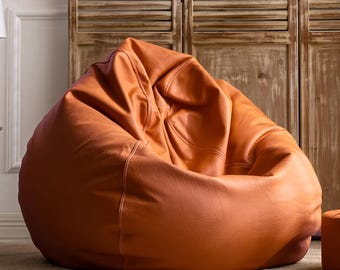 Faux Leather Bean Bag Cover | Retro Luxe Lounger (No Filling)