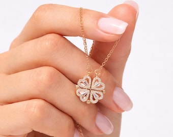 Collar de regalo para el Día de la Madre, collar de trébol con corazón, regalo de joyería significativo para mamá, regalo de cumpleaños para mamá, collar para uso diario.