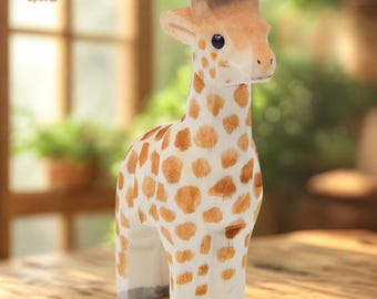 Wooden Giraffe Figurine – Hand-Carved Mini Safari Animal Statue for Home Decor & Nature Collector Gifts