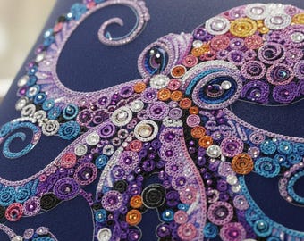 Purple Octopus Diamond Painting Kit, Rhinestone Embroidery Art