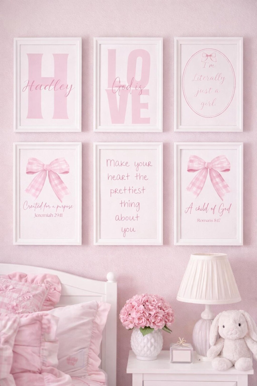 Pink Girl Nursery Wall Art Set • Christian Nursery Prints • Baby Girl ...