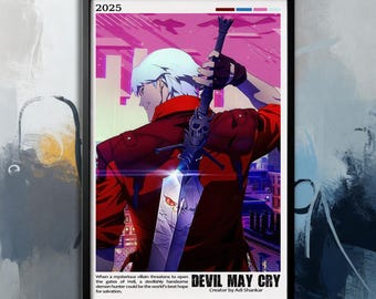 Póster de la película Devil May Cry (2025) / Lienzo de película / Colección de arte mural / Decoración de espacios / Póster sin marco / Arte de película / Póster de portada