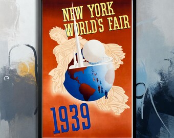 Vintage Poster- 1939 New York Weltausstellung Vintage Style Travel| Leinwand | Wandkunstsammlung| Poster Ungerahmt | Filmkunst| Titelblatt Poster