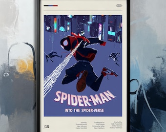 Póster de la película Spider-Man: Un nuevo universo / Lienzo de película / Colección de arte mural / Póster sin marco / Arte de película / Póster de portada