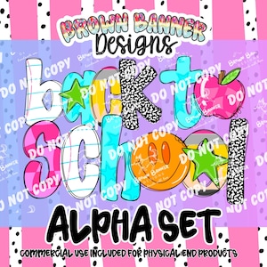 Back to School Alpha Set PNG | Banner Painting Alphabet | Hand Drawn School Letters | 133 PNG Bundle | Commercial Use Clipart