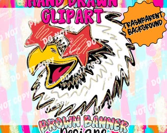 Clipart aigle patriotique | Funky Americana dessinée à la main le 4 juillet PNG (téléchargement numérique)
