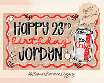 Diet Soda Birthday Banner Template | Editable Canva Design (Digital Download)