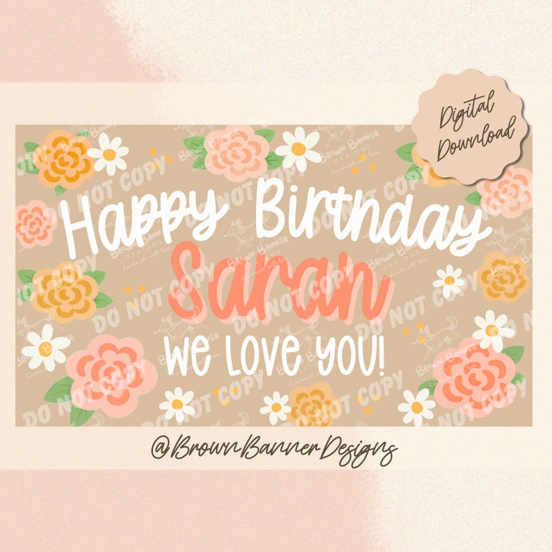 Floral Birthday Banner Template | Editable Canva Design (digital ...