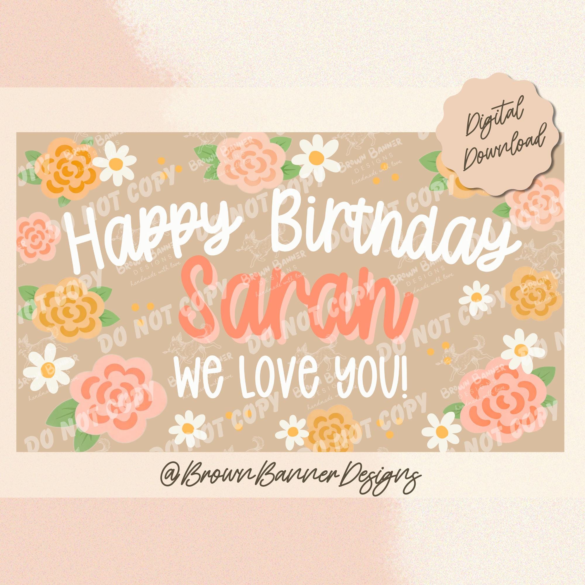Floral Birthday Banner Template | Editable Canva Design (digital ...