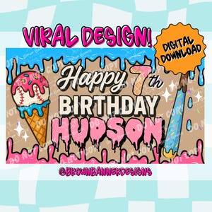 Baseball Ice Cream Drip Banner Template | Editable Canva Design (Digital Download)