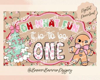 Christmas 1st Birthday Banner Template | Editable Canva Design (Digital Download)