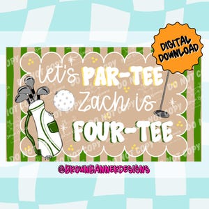 Banner de aniversário "Vamos jogar golfe" | Modelo editável para Canva (Download digital)