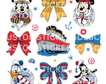 Coquette Cruise Trip PNG, Mouse and Friends Bow Cruise, Family Cruise Trip PNG, Family Vacation PNG, Cruise Fantasy Png,Digital Download Png