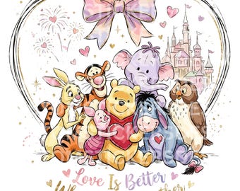 Bear Valentines Day PNG, Bear and Friends Png, Vacay Mode Png, Bee Mine Png, Family Vacation Png,Magical Kingdom Valentine Png,Heart Bow Png