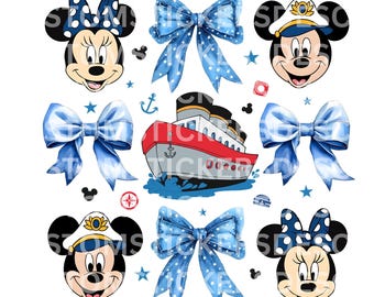 Coquette Cruise Trip PNG, Mouse and Friends Bow Cruise, Family Cruise Trip PNG, Family Vacation PNG, Cruise Fantasy Png,Family Trip 2026 Png