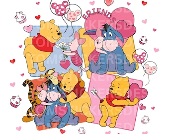 Bear Valentines Day PNG, Bear and Friends Png, Vacay Mode Png, Bee Mine Png, Family Vacation Png,Magical Kingdom Valentine Png,Heart Bow Png