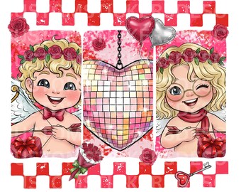 Valentine Cartoon Kids Characters PNG, Coquette Cartoon PNG, Coquette Ribbon Png, Best Friends Forever PNG, Kids Cartoon,Shortcake Valentine