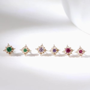 14K Solid Gold Cartilage Piercing Stud | Real Gold Helix Earring | Hypoallergenic Ear Jewelry | Gift for Her