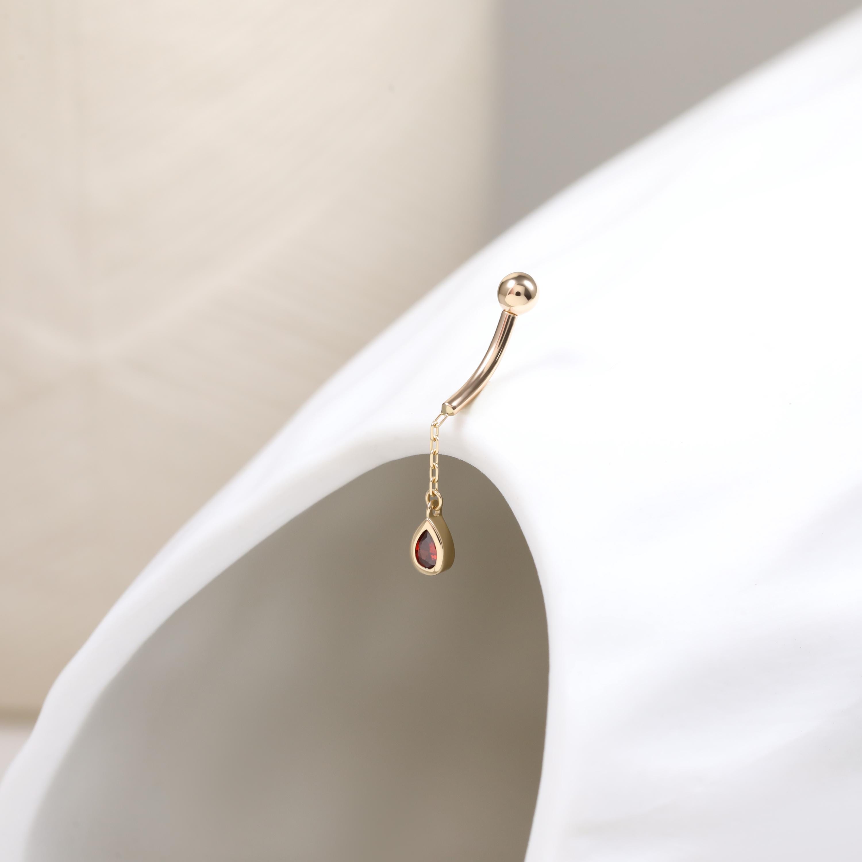 14K Solid Gold Birthstone Dangle Rook Delicate Cable Chain Vertical ...